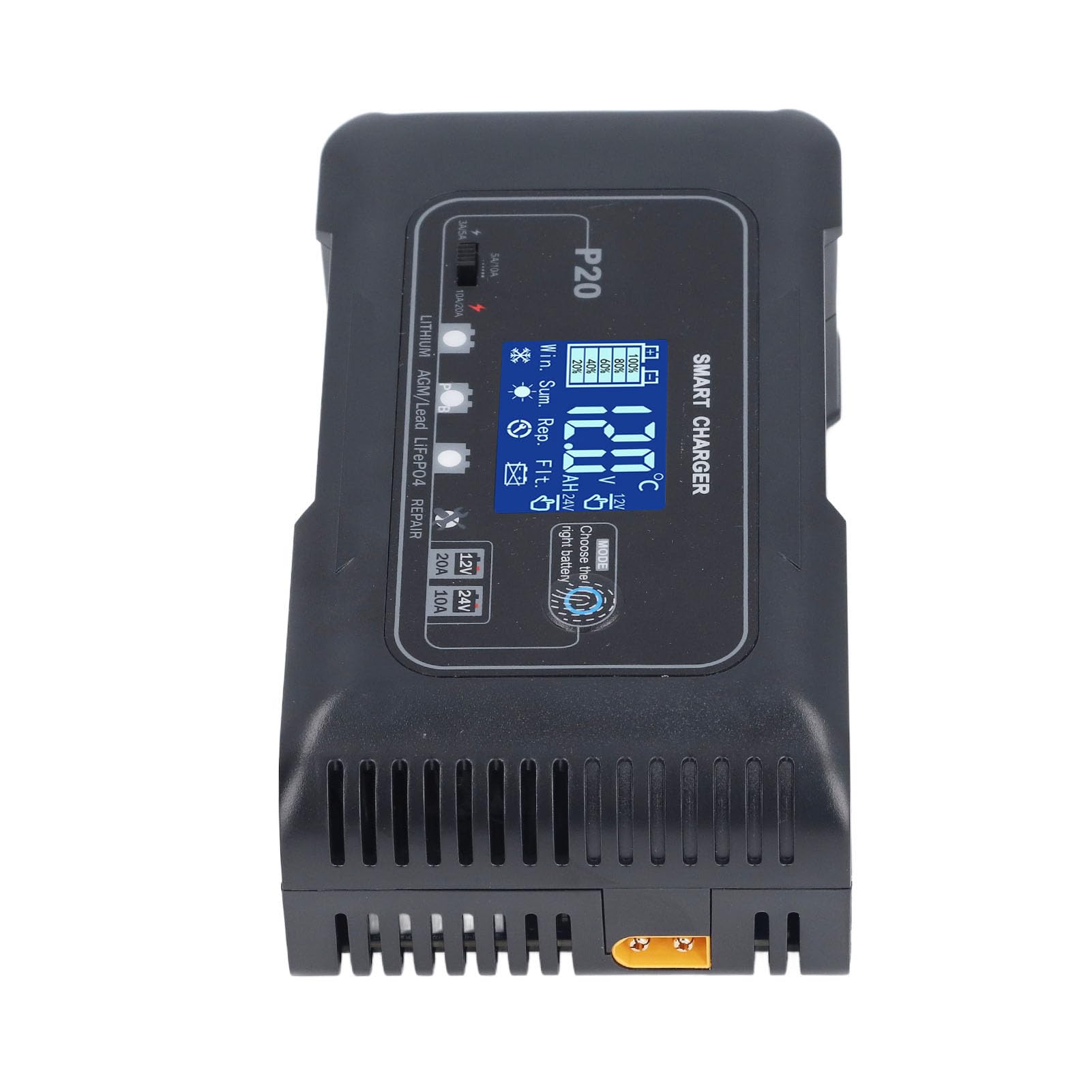 CHICIRIS Ładowarka Akumulatorów 12V 24V, Automatyczna Inteligentna ładowarka z funkcją Naprawy Impulsów i Wyświetlaczem LCD, do Mokrego Akumulatora Litowego AGM GEL EFB MF (wtyczka UE)