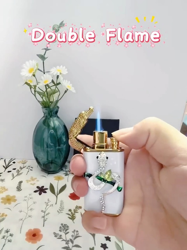 Encendedor Dual Flame para Mujeres, Serpiente 3D Plateada miniatura 7