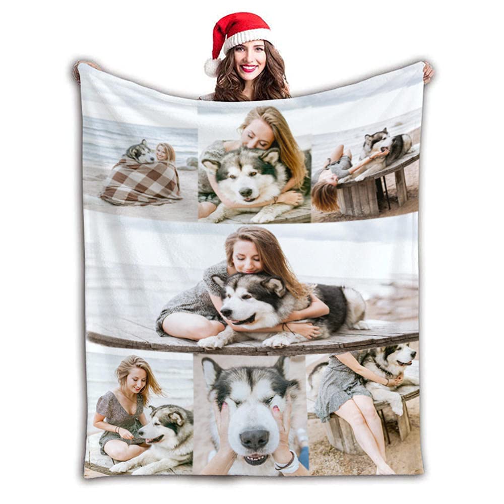 Gudina personalised blanket Custom Blanket with Photos Text.Custom Blanket with 1-9 Photo Collages.Flannel Blankets for Family Birthday Wedding Gift Fits Couch Sofa Bedroom Living Room-180cmX200cm