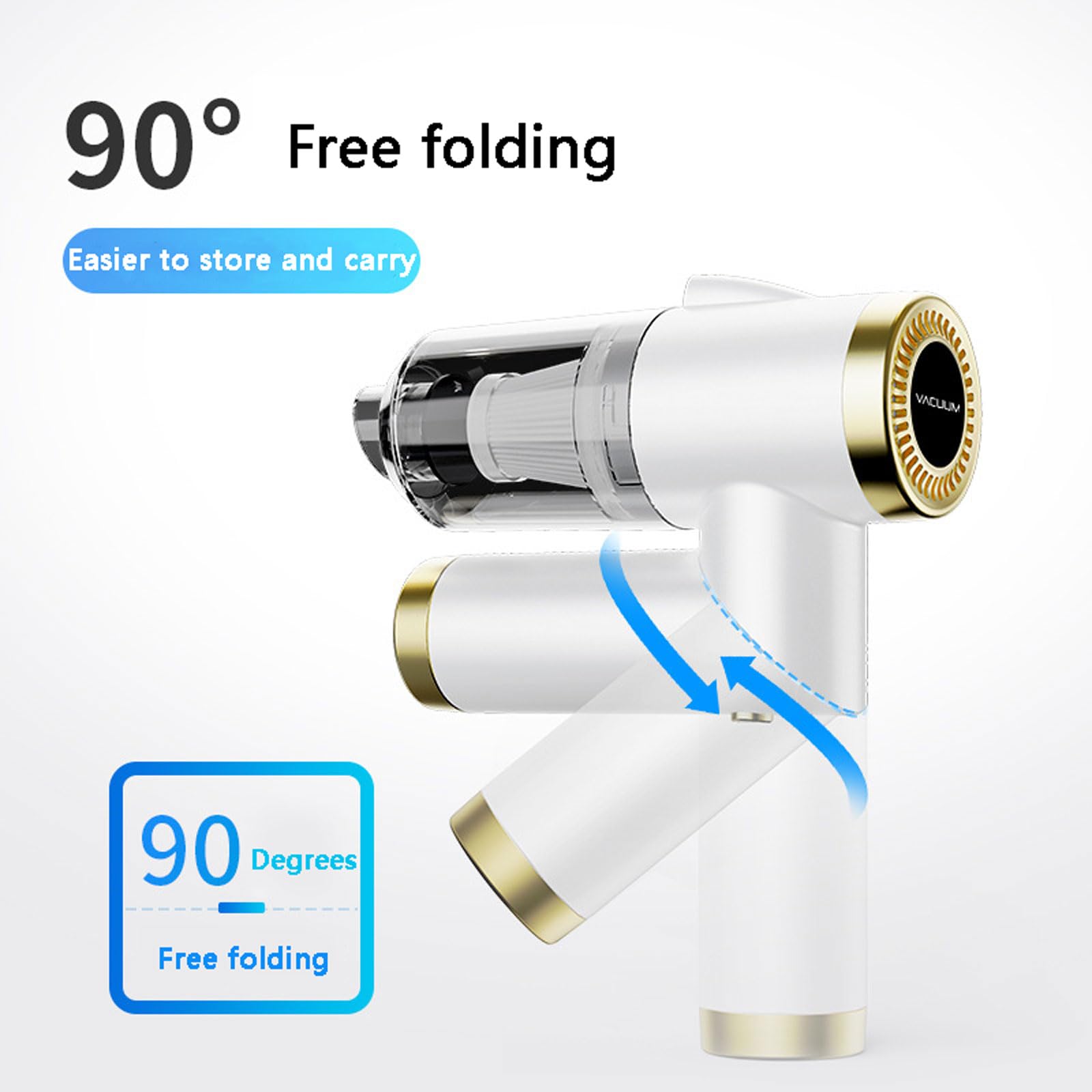 Aspiradora de Mano, Aspiradora Potente inalámbrica Recargable por USB de 9000 Pa con LED for Coche, hogar y Mascotas.(White)