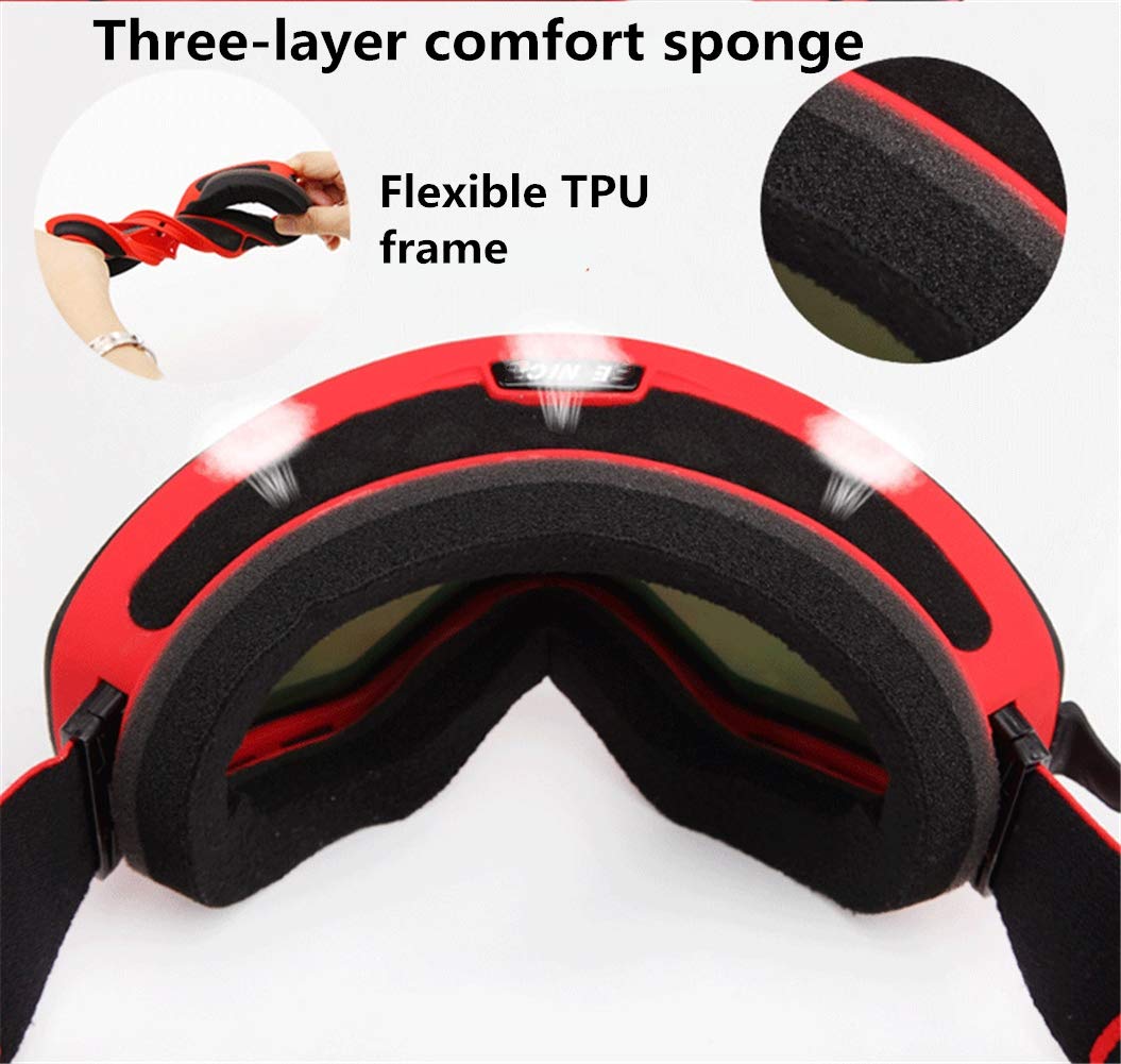 Hommes Ski Snowboard Lunettes, Facile À Changer Aimants Monture Et Verres sans Décoller Sphérique Anti-Buée Lunettes De Neige