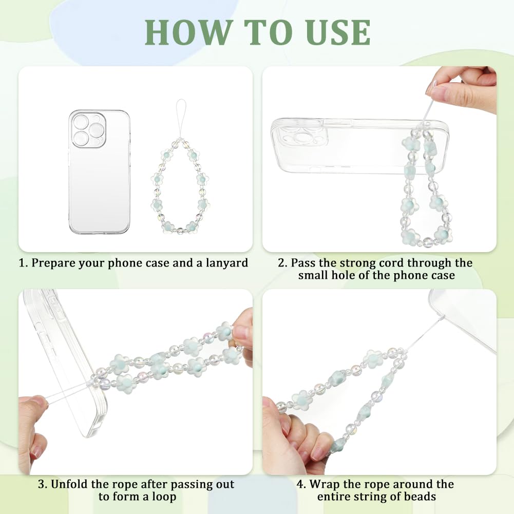 OFFCUP Dragonne Téléphone Portable 4PCS Chaîne Bracelet Anti-Perte Cristal Naturel Perles