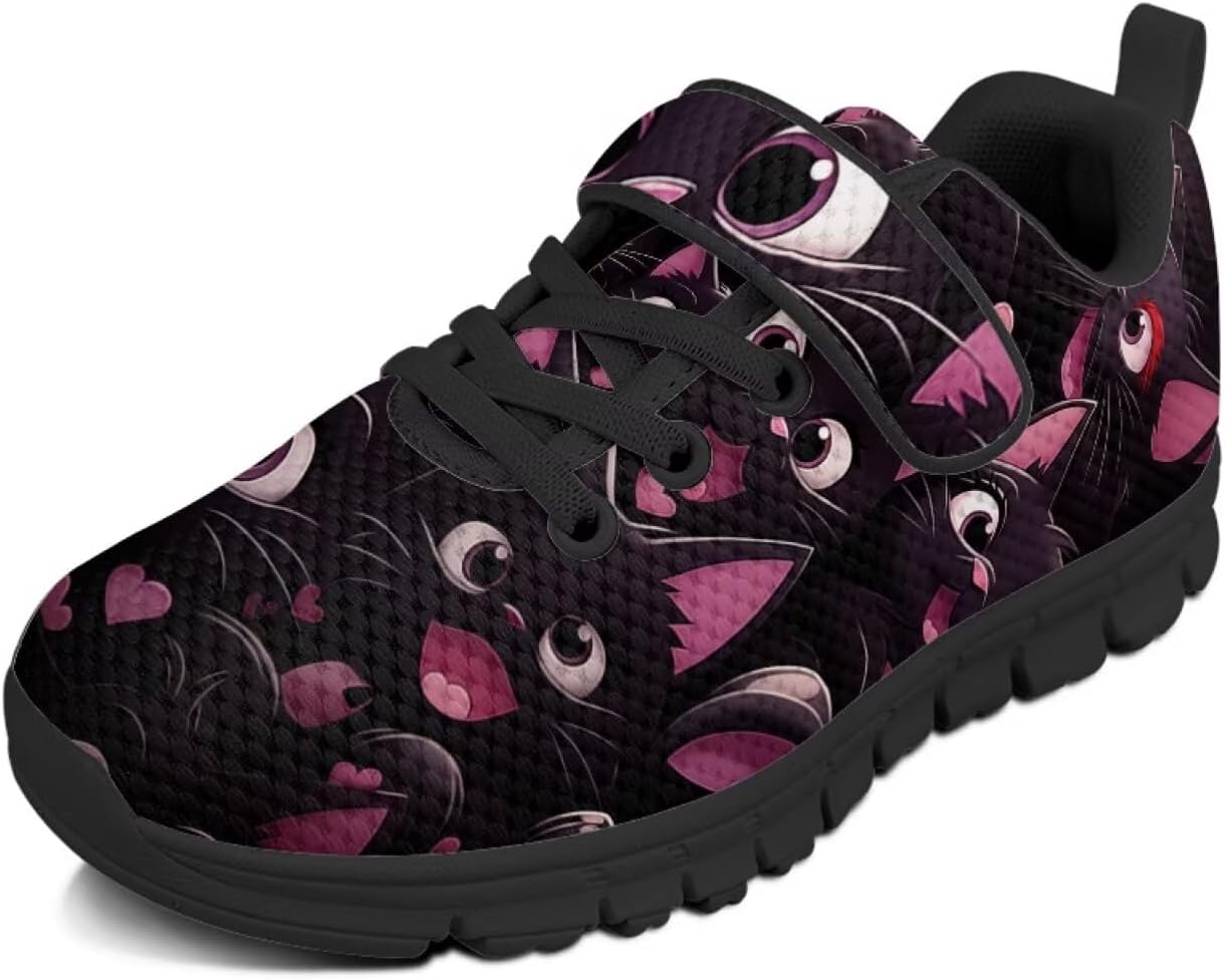 Cats Shoes for Girls Lightweight Kids Sneakers Single Buckle Lace Up Athletic Running Shoes Non Slip