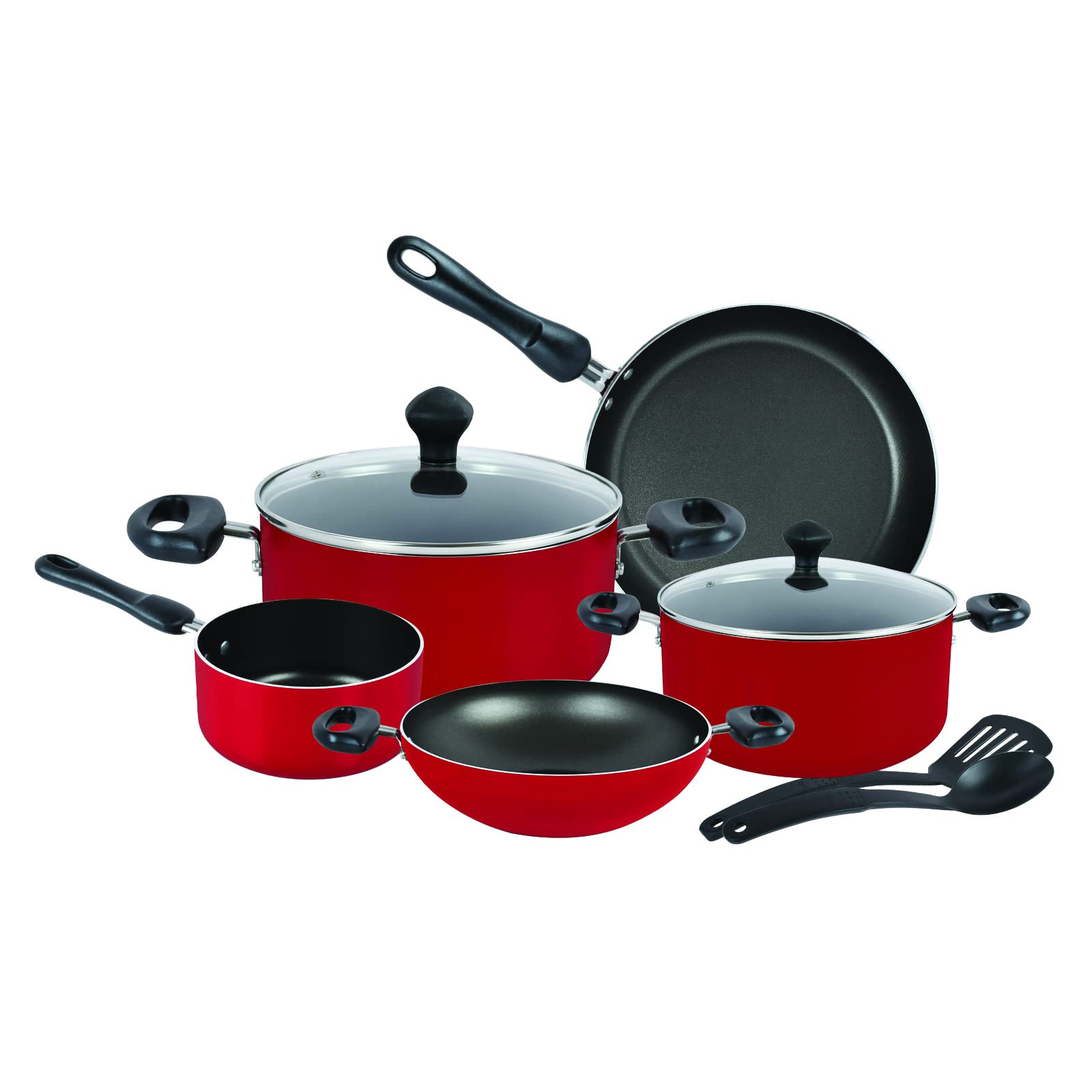 9-Piece Non-Stick Cookware, Red 