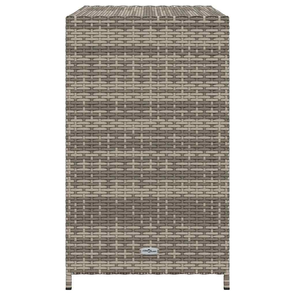 Outdoor Schrank Grau 83x45x76 cm, Poly Rattan Gartenschrank mit zwei Türen und Edelstahlgriffen, wetterbeständiger Aufbewahrungsschrank für Gartenwerkzeuge, Kissen