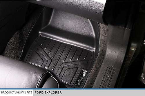 Miniatura 3 de MAXLINER - Juego de alfombrillas de suelo de 2 filas, color negro para Ford Explorer 2011-2014 con consola central de segunda fila