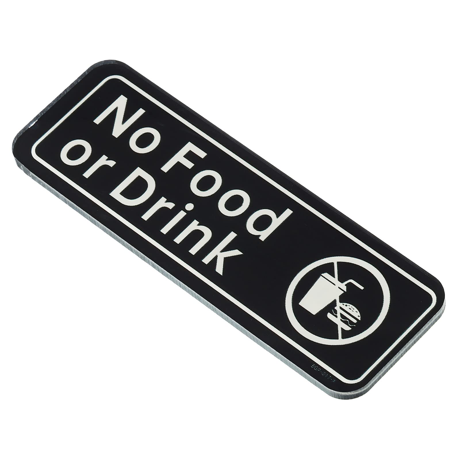 PATIKIL No Food or Drink Sign, Acrylic 6"x2" Self Adhesive Door Wall Sign Sticker for Office Business Warehouse Shop, Black