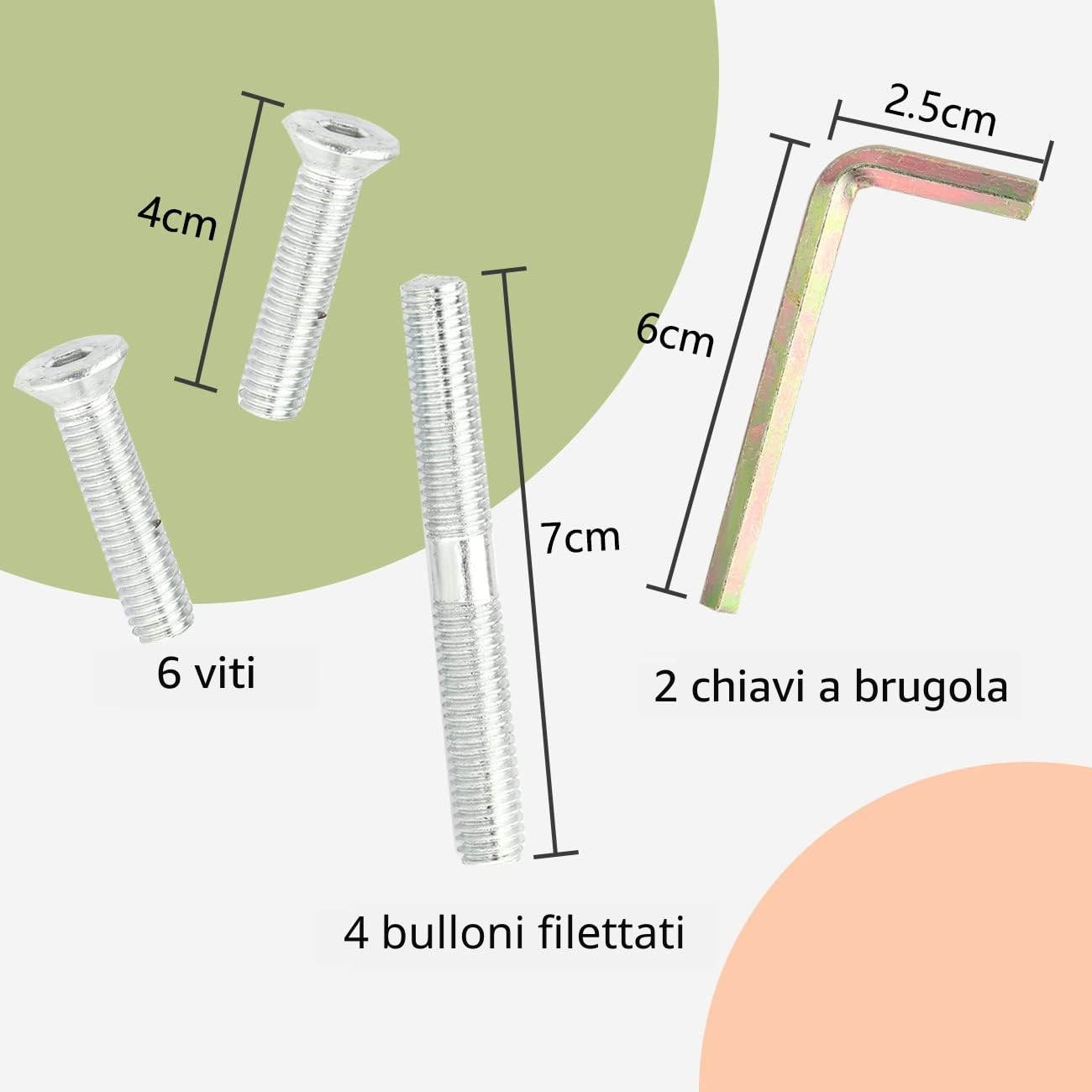 Tiragraffi di ricambio in sisal naturale, 4 pezzi, M8, per lavori di ricondizionamento, bianco, viti incluse (40 + 30 + 20 + 10 cm)