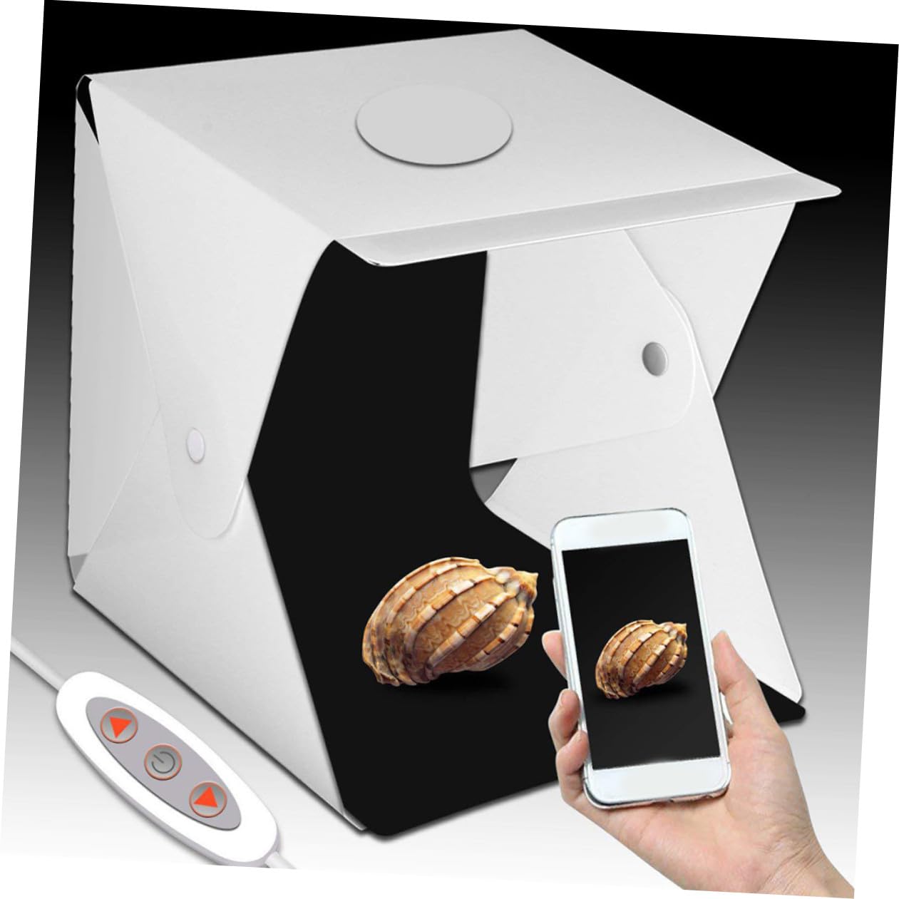 Box Fotografico Pieghevole 40cm Luce LED Regolabile | Bianco, Pvc e Poliestere, Struttura Portatile, Sfondo per Scarpe e Orologi, Kit Compatto da Studio