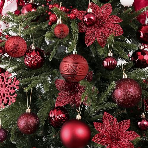 Wironlst Christmas Ball Ornaments - 30pcs Shatterproof Plastic Christmas Ornaments Hanging Ball Decorations for Xmas Tree, Holiday, Wedding, Party (Multi-Size, Burgundy) - image 5