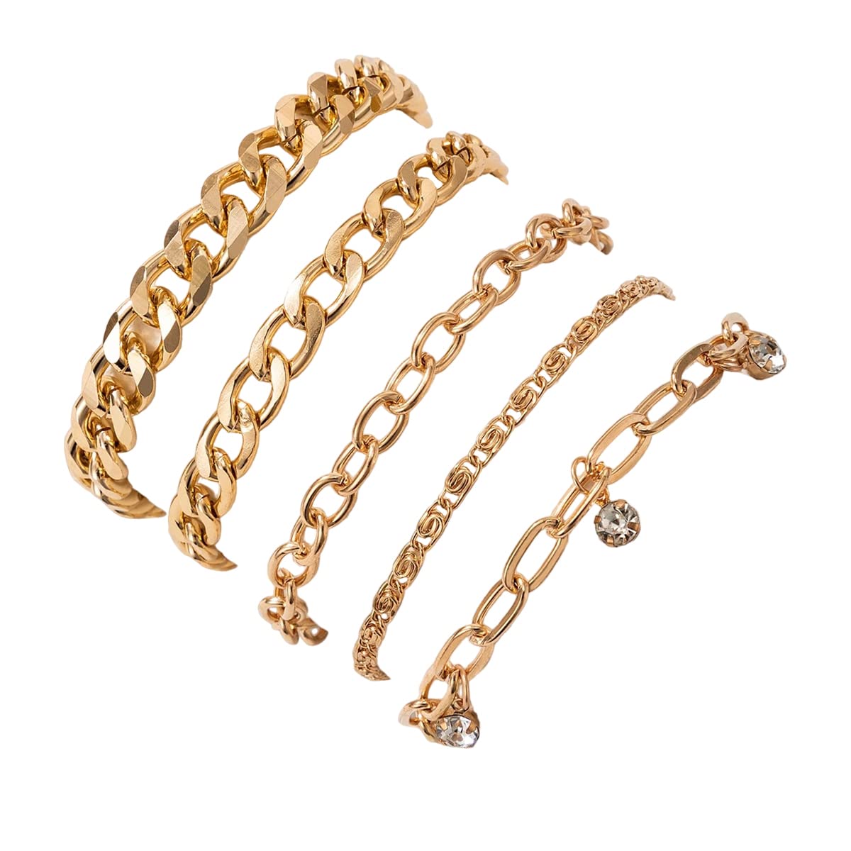 Jewels Galaxy Gold Plated & Gold Toned Set of 5 Contemporary Stackable Bracelet Set For Women and Girls (CT-BNGH-49167) (B0BSS52MM3) Amazon Price History, Amazon Price Tracker