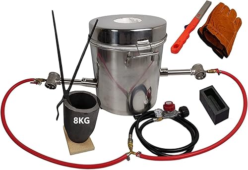 LSMIITTH Kit de horno de fusión de metal a gas de 17.6 lbs17.6 libras, horno de propano de 2642 F  2,642.0 F, quemador dual (cada uno 100,000 BTU)