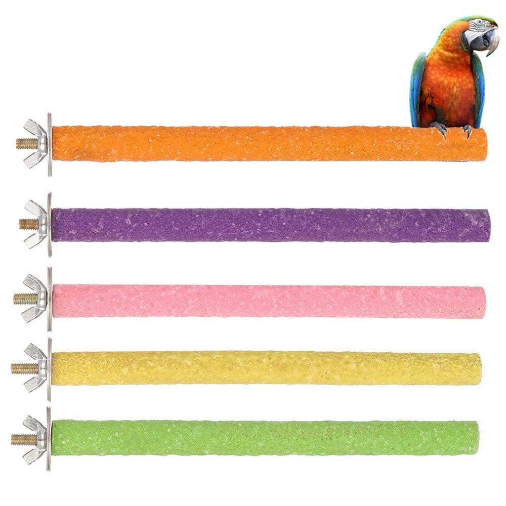 5 Pezzi 20cm Posatoio per Pappagalli,Posatoio per Pappagallo Giochi per Accessori,Trespolo per Pappagalli per Uccello Giocattolo di Masticare Domestico Piattaforma