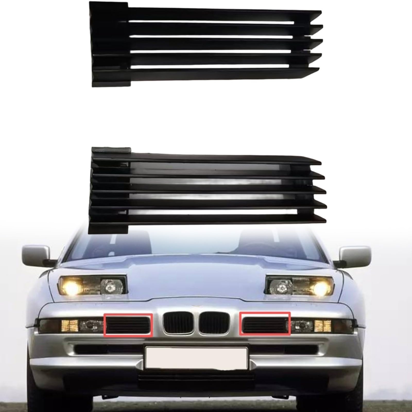 Frontstoßstangengitter, 51131940907 51131940908, kompatibel mit BMW E31 840Ci 850i 850Ci 850CSi außen Autozubehör (ein Paar)