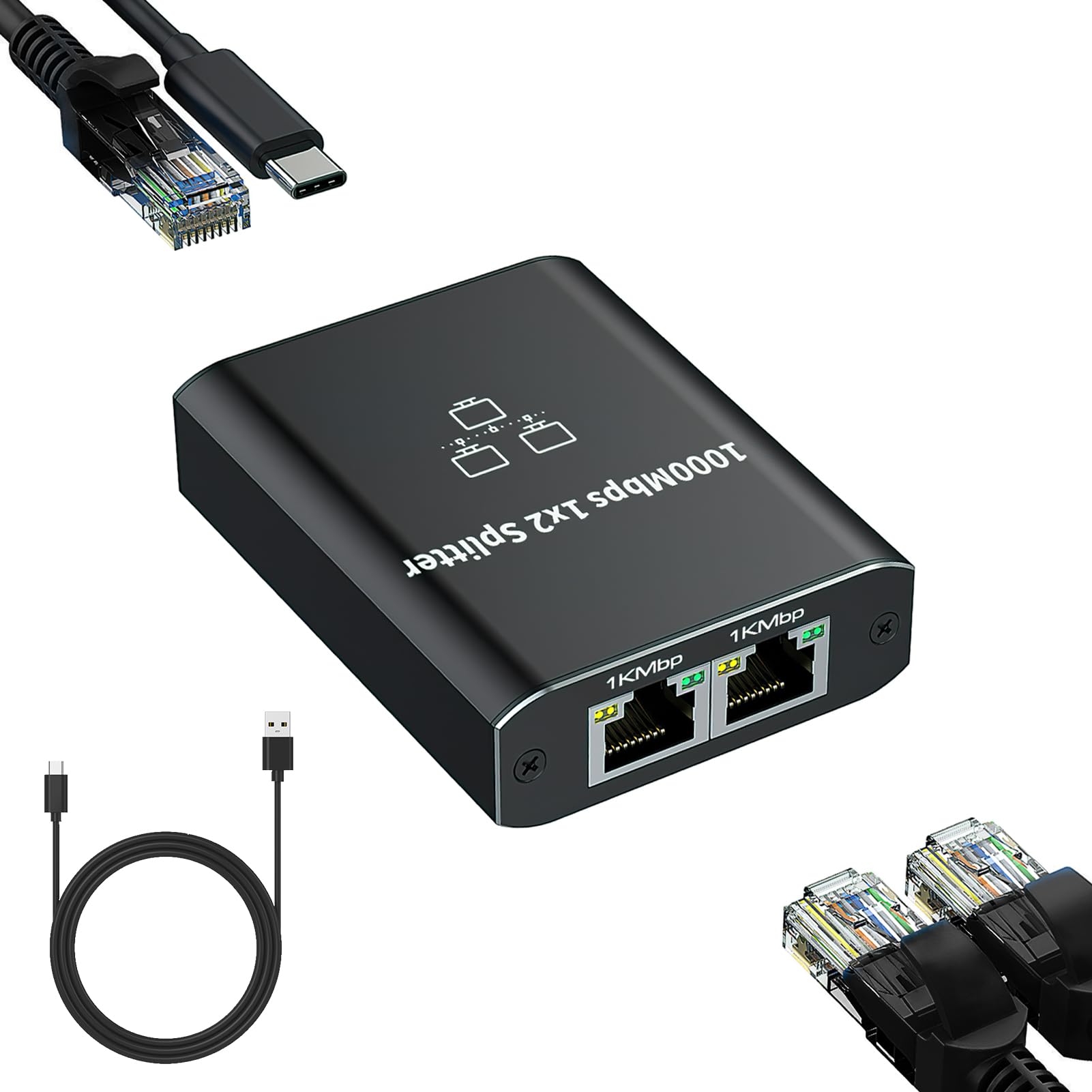 Splitter Ethernet 1 A 2 Gigabit 1000Mbps RJ45 - Con Alimentazione USB-C, Per PC, TV, Switch - Foto 7