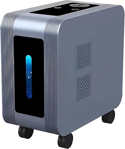 Miniatura 1 de Inhalador de hidrógeno con ruedas universales, 10.1 fl ozmin, 99.992% H2 de alta pureza, generador de agua de hidrógeno ionizador PEM, para aumentar