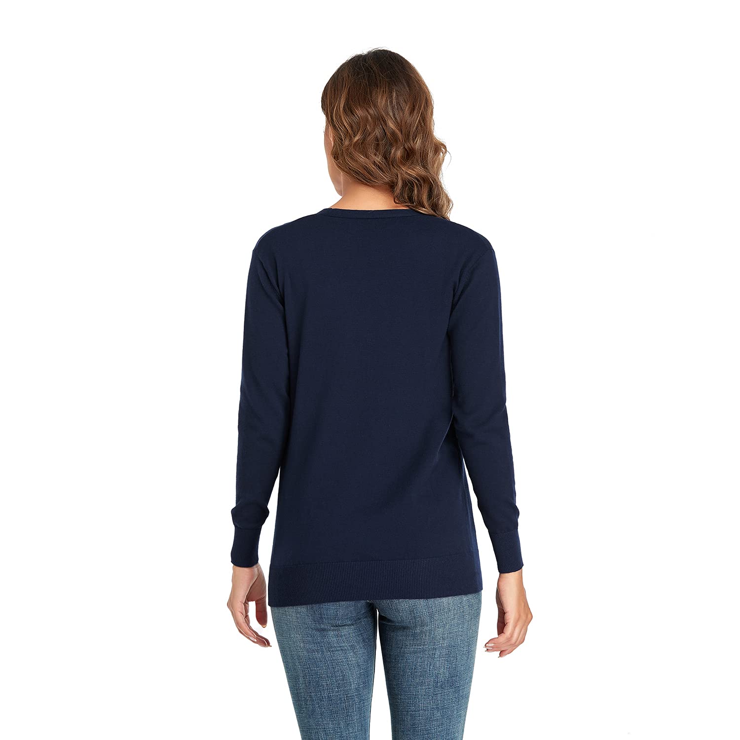 CUNYI Cardigan para Mujer Escote en V Rebeca de Punto Manga Larga