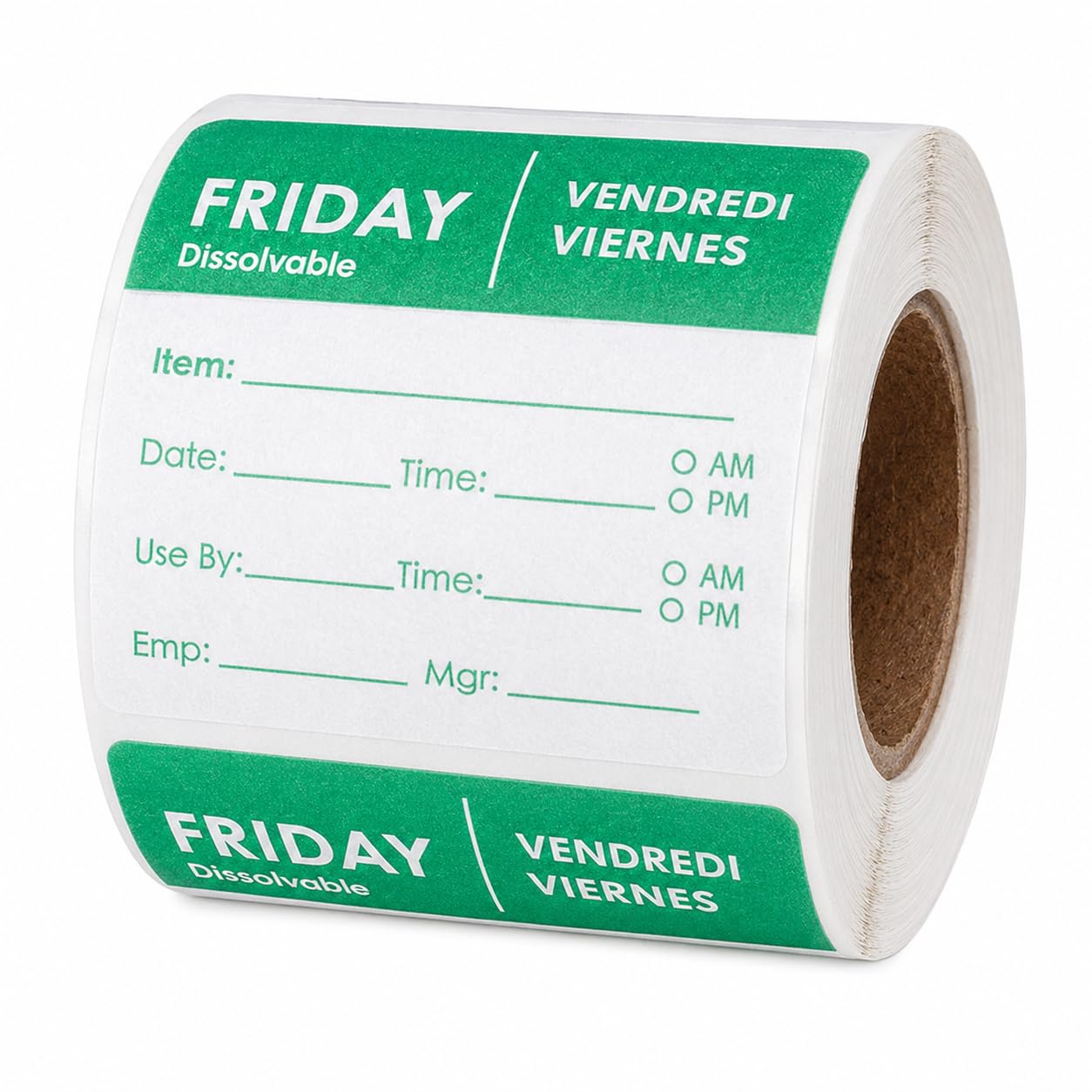 Friday 2" x 2" Dissolvable Day of the Week Labels by Glownary – 2 X 2 Inches, Paper, Green, Model Friday-2x2-250