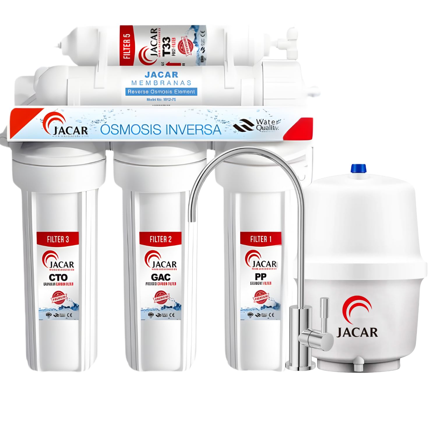 Equipo de Osmosis Inversa 5 Etapas Domestico con Membrana de 50 Gpd Incluye Filtros Osmosis Inversa 5 Etapas de Coconut Ecologico, Deposito Osmosis 5 Litros, Grifo de Osmosis Inversa y Bastidor ABS