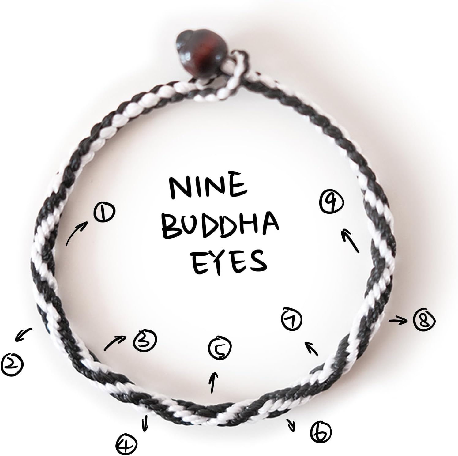 Authentic Tibetan 9 Buddha Eyes Bracelet, Temple Handmade String Bracelet and a Talisman, Protection Knot Bracelets for Women Men, Good Luck Buddhist Amulet, Gifts for Women Men - Image 2