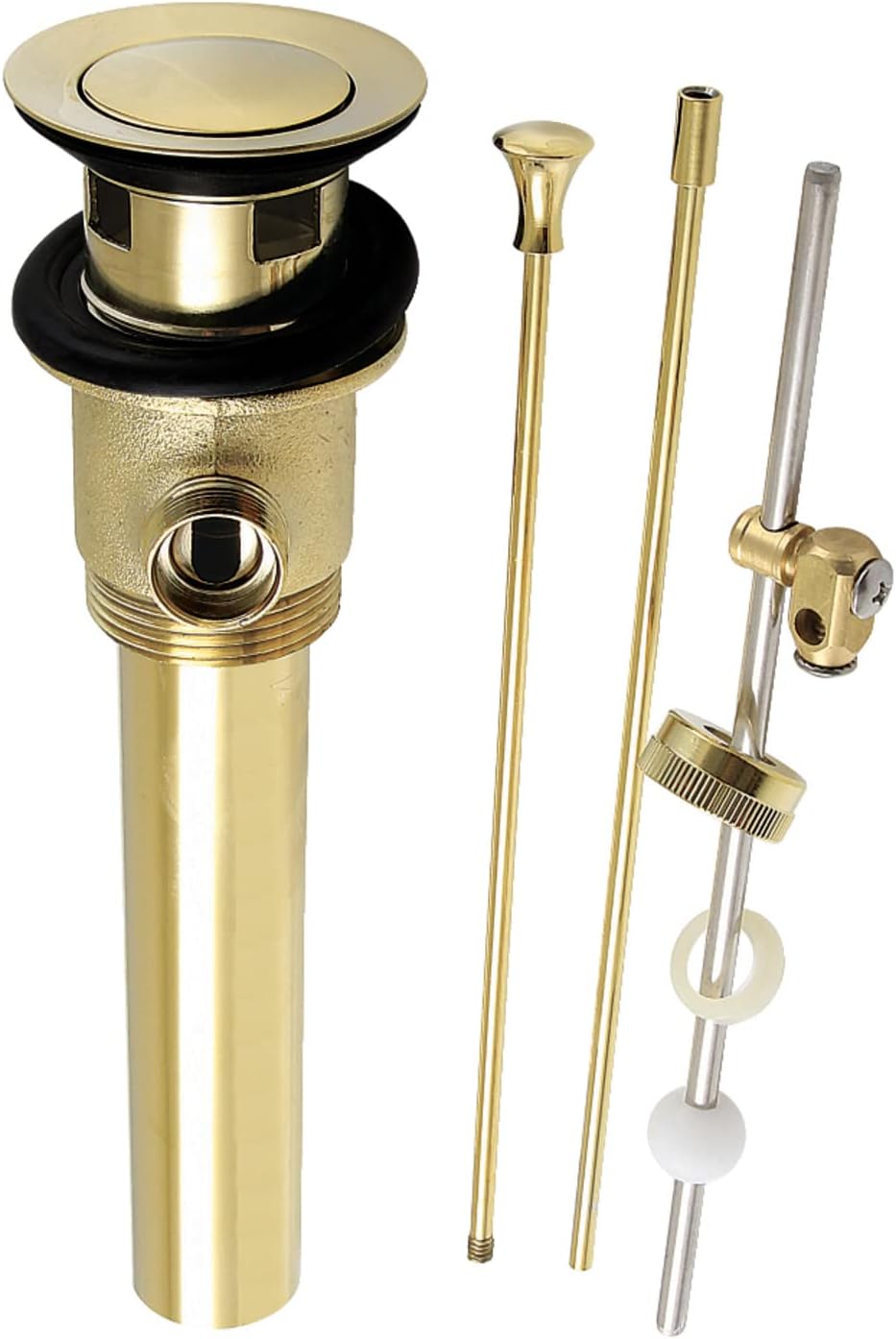 Kingston Brass KBT2120 Brass Pop-Up Drain with Overflow and Extra Long Pop-Up rod, 22 Gauge, Brushed Nickel