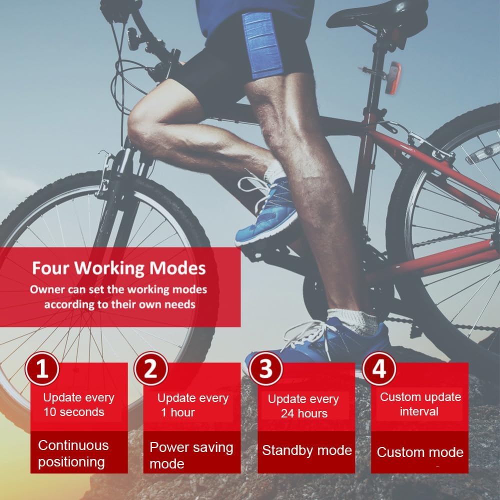 Traceur GPS 4G pour vélo et Moto,Couverture Mondiale,localisation en Temps réel par APP/Web/SMS,Alerte SOS,Alerte Mouvement