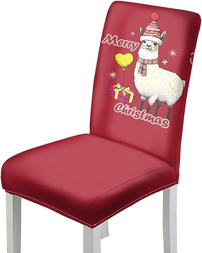 HUGS IDEA Merry Christmas Dining Room Chair Covers Cute Sheep Kitchen Chair Covers Stretch Dining Chairs Cover Set of 6 Parsons Chairs Slipcovers