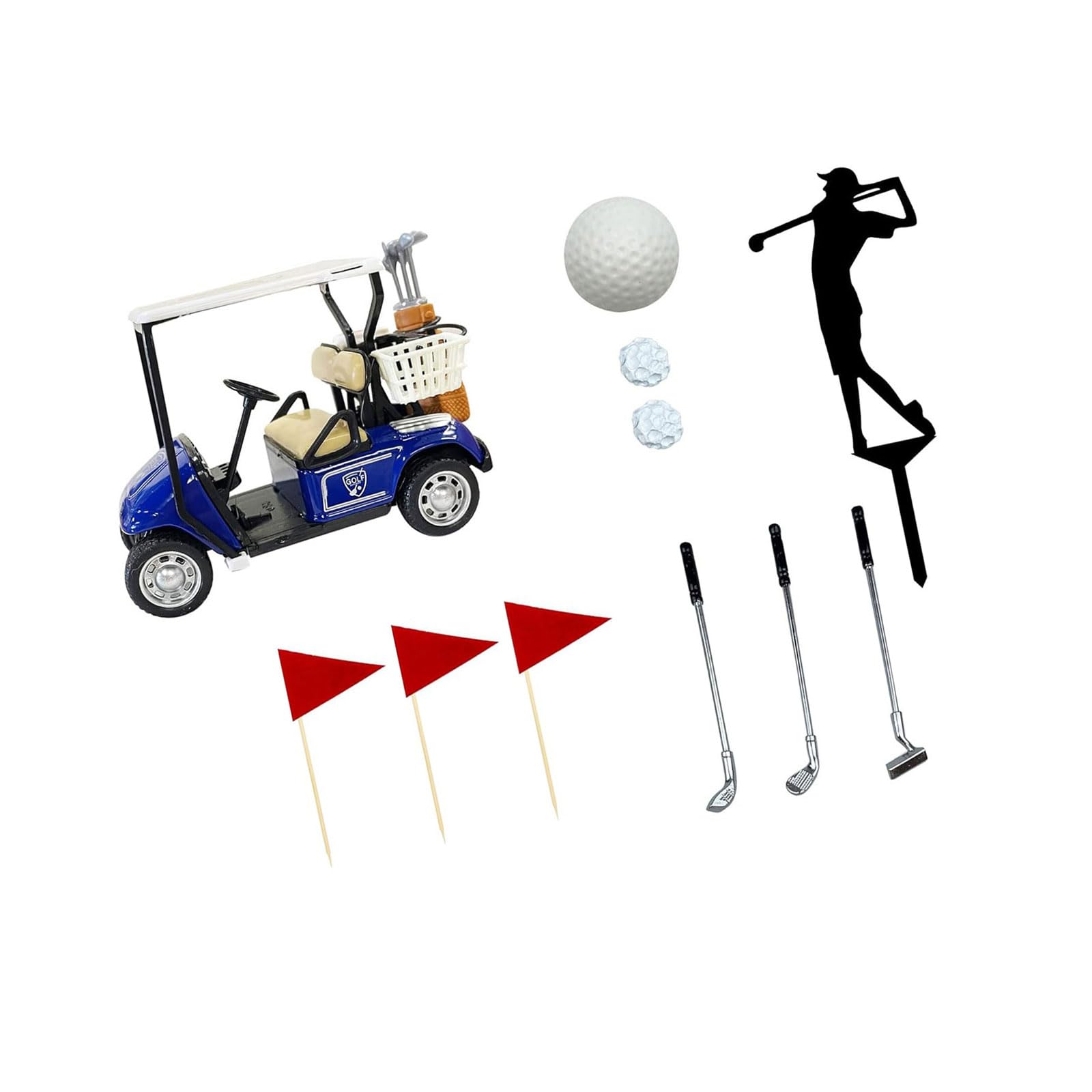 Jazuaiao Vehicle Cake with Detachable Flags for Sports Receptions & Championship Parties Outdoor Golfing Event Cake Addons