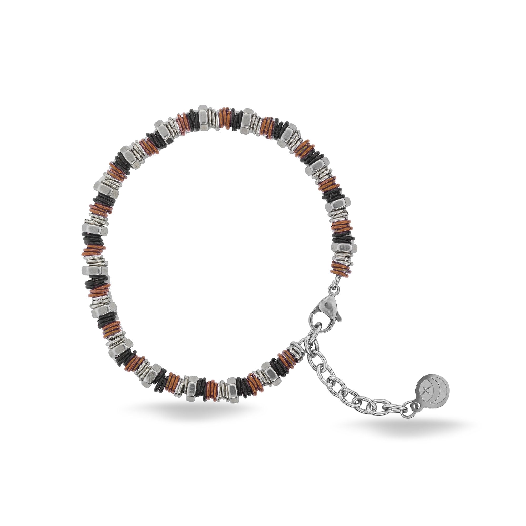 inSCINTILLE Bracciale Uomo Acciaio Rondelle e Bulloni, Regolabile 18-22 cm, Confezione Regalo Inclusa, Braccialetto Acciaio Inox, Bracciali Uomo