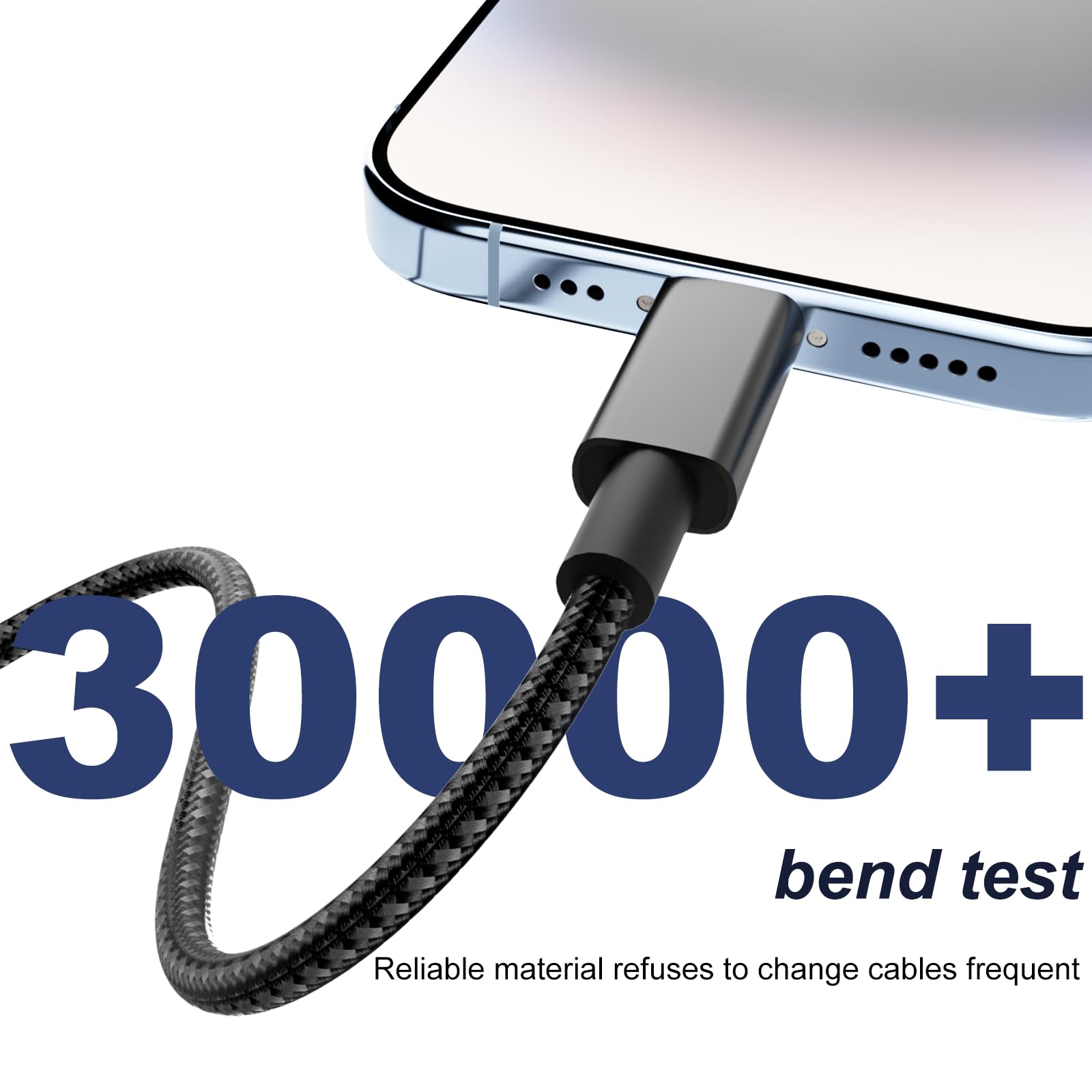 iPhone Charger Cable, 2Pack 1M+2M for Lightning to USB Cable MFi Certified, Fast Charging Braided Lead for Apple iPhone 14/13/12/11/Pro Max/XS/XR/8/7/6/Plus/5 SE, for iPad (Black) — view 2