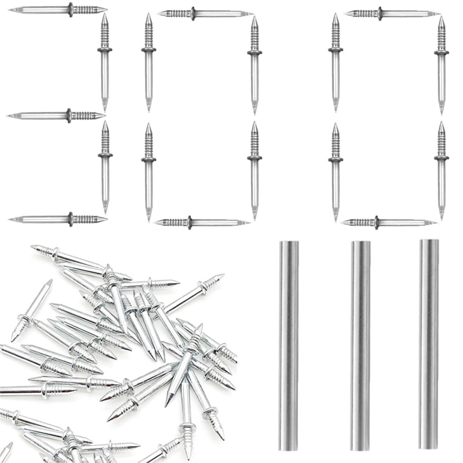 Lajhdcg 300Pcs 10-500Pcs Double Head Nails Set Rust-Proof Seamless Nails For Baseboards Strong Fixation Without Marks(300Pcs)