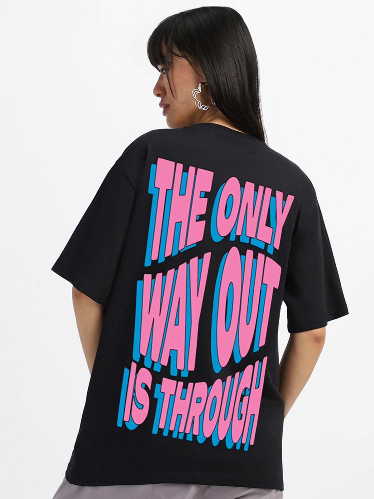 JUNEBERRY 100% czysta bawełna, oversize, luźny krój, styl Boyfriend, pół rękawów, fajny przód i tył, nadruk graficzny, okrągły dekolt, 3 sztuki