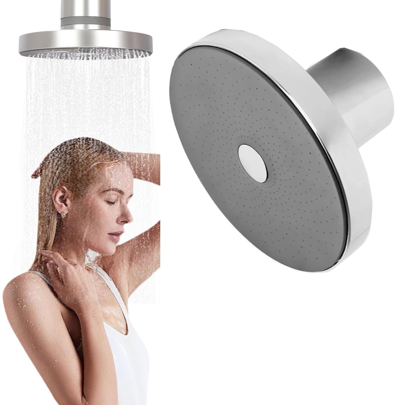 Pommeau de Douche pour Salle de Bain Filtre purificateur pour Douche à Effet Pluie Débit d'eau Puissant et expérience relaxante(Silver)