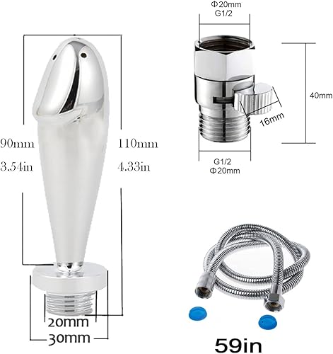 Miniatura 2 de Kit de enema de ducha de ducha, sistema de limpieza de ducha de 5 agujeros, regulador y manguera de 59 pulgadas