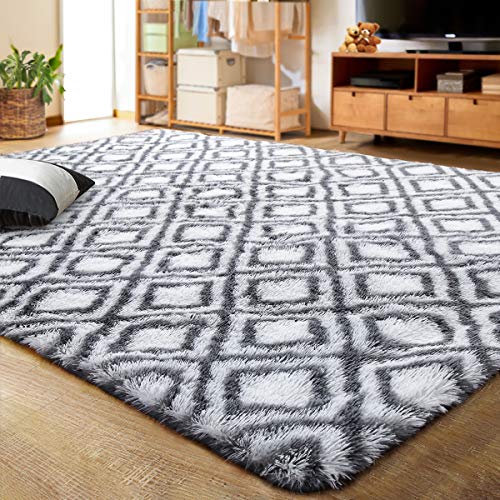 LOCHAS Luxury Velvet Shag Area Rug Modern Indoor Plush Fluffy Rugs, Extra Soft
