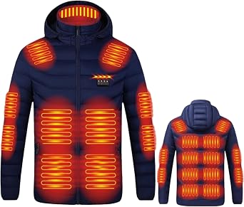 Heated Jacket for Men Women 21 Heating Zones Hooded Coat USB Heating Jackets Winter Warm Thermal Coats with Pockets