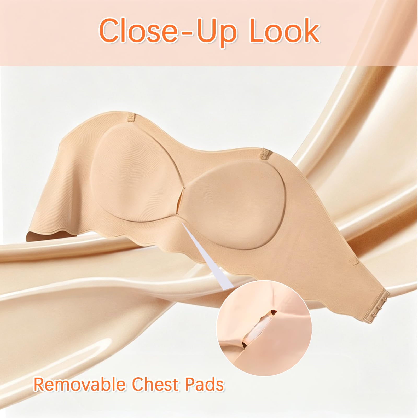 Sujetador sin tirantes invisible bandeau para niñas 10-18 años, paquete de dos