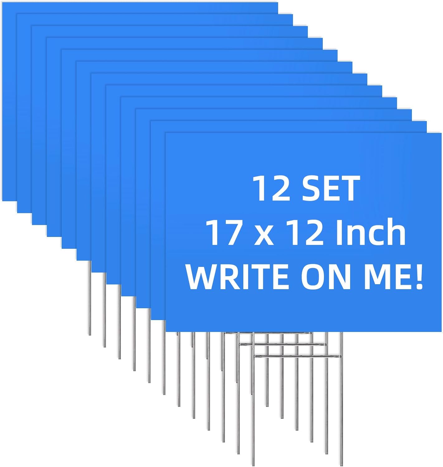 Ohiyoo 12 Pack Blank Yard Signs with Stakes, 17 x 12 In
