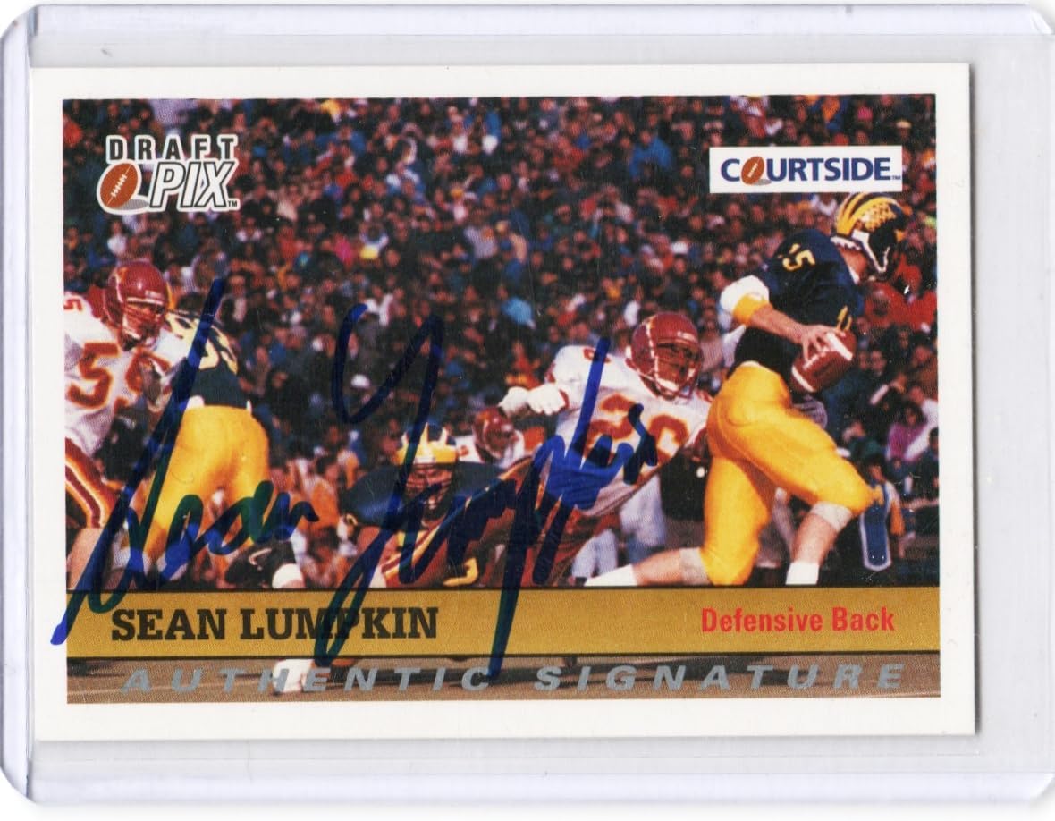 Sean Lumpkin Autographed Draft Pix On Card Auto Collectible Football Card - 1992 Courtisde Football Card #24 (Minnesota)