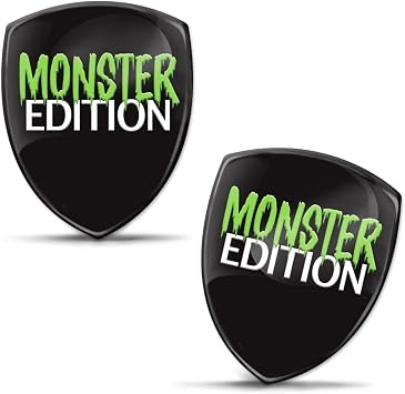 Biomar Labs 2 x 3D Gel Silicone Sticker Monster Edition Green Badge Stickers Car Sticker Motorcycle Bicycle Window Door Laptop KS 139