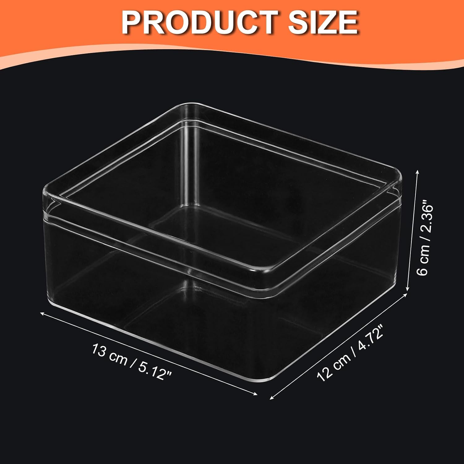 PATIKIL Acrylic Box with Lid 5.12" x 4.72" x 2.36", Clear Acrylic Display Boxes Plastic Square Cube Containers Storage Organizer for Candy Tiny Jewelry Artwork Display image 2