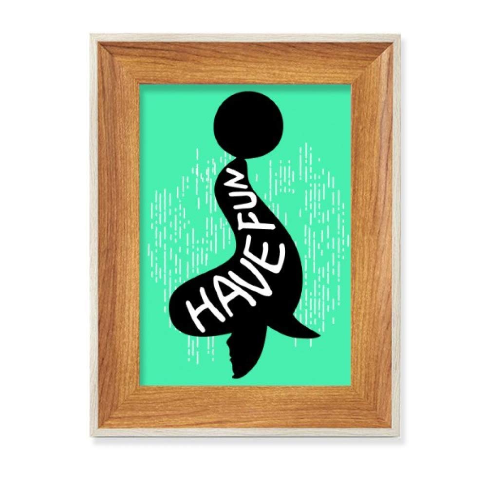 Cadre photo bois naturel bureau avec silhouette animal noir deco et peinture art