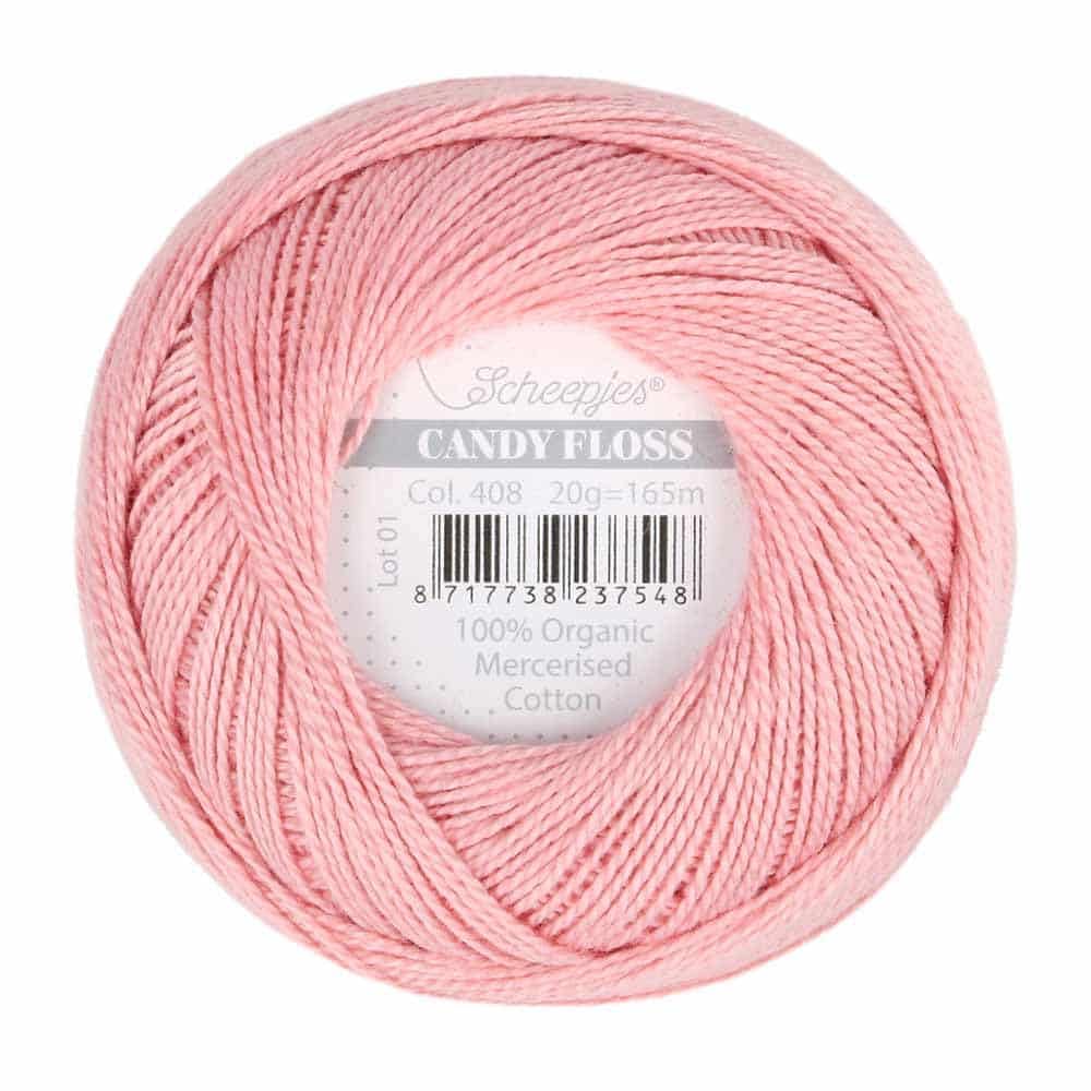 Scheepjes - Scheepjes Candy Floss 408 Old Rose (165m) Organic Mercerised Cotton Yarn - 1x20g