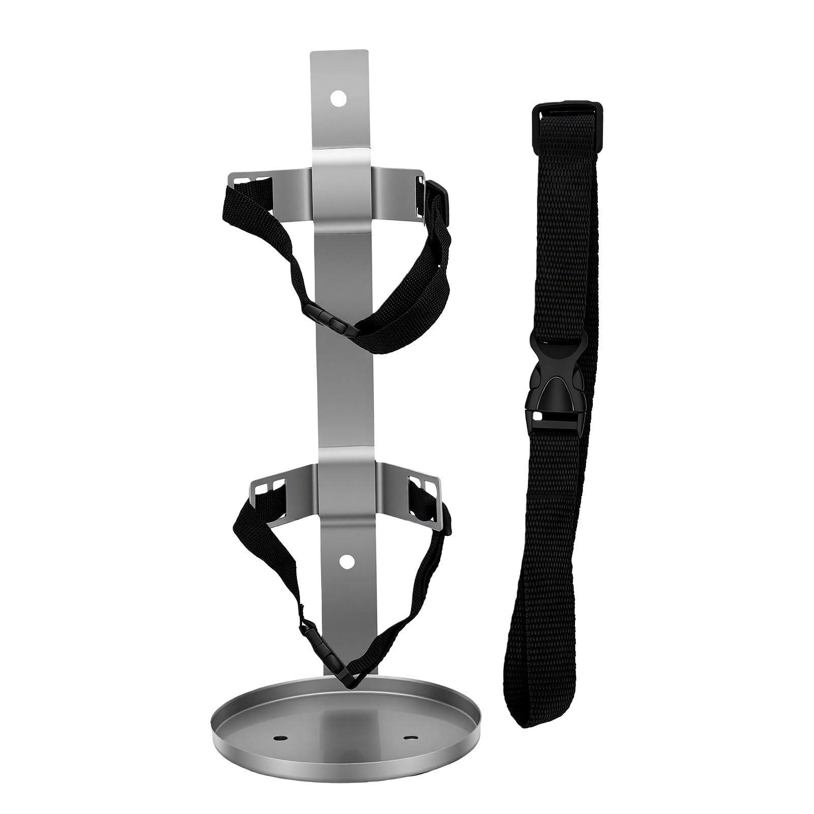 ASHATA Uchwyt ścienny do Gaśnicy z półką, Stal Nierdzewna, do Montażu | Adjustable Fire Extinguisher Holder, 17cm Tray, for 5-6kg Extinguishers, Marine Use