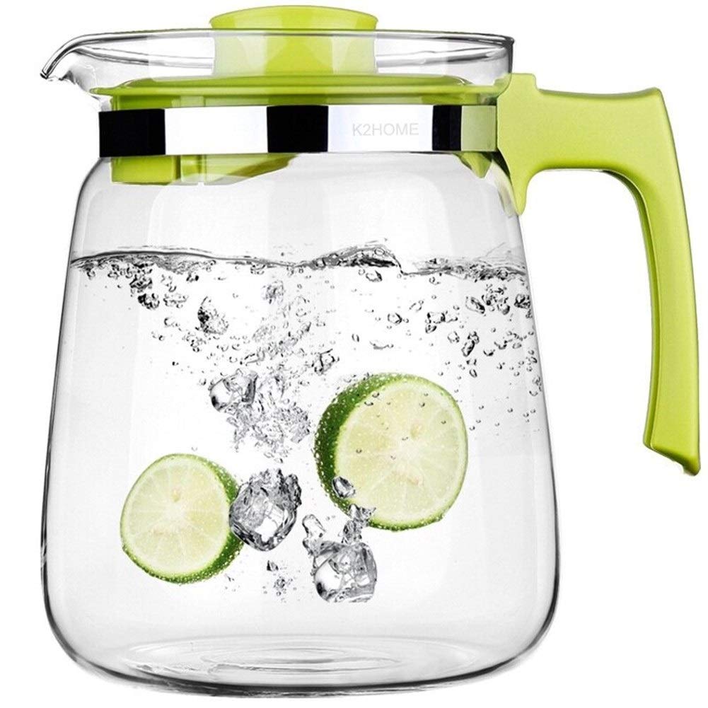 2000ML Large Teapot Cold Water Kettle Reinforced Glass Pitcher Homeware Cold Juice Water Carafe Handgrip Teapot 2L (Color : 1)