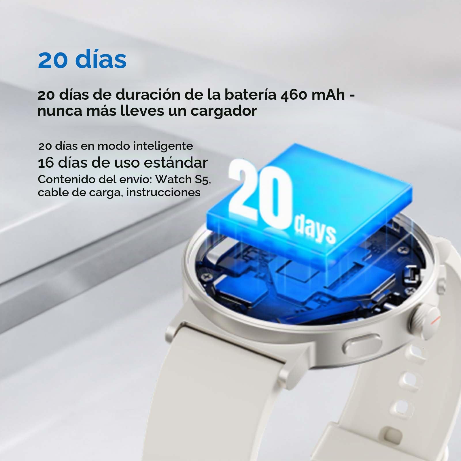 realme Watch S5 Smartwatch 5ATM y GPS Independiente 5 GNSS, Reloj Inteligente con Pantalla AMOLED 1.43" 1500nit, Batería 20 Días, 110 Modos Deporte, Monitoreo Salud IA, Notificaciones, Llamadas, Gris