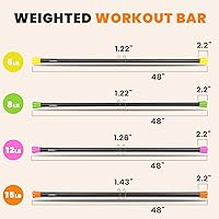 Vista 10 de LIONSCOOL Workout Weighted Bar,Padded Exercise Weight Bar, Solid Steel Stretching weighted bar set for Body Sculpting, Physical Therapy,Body Toning