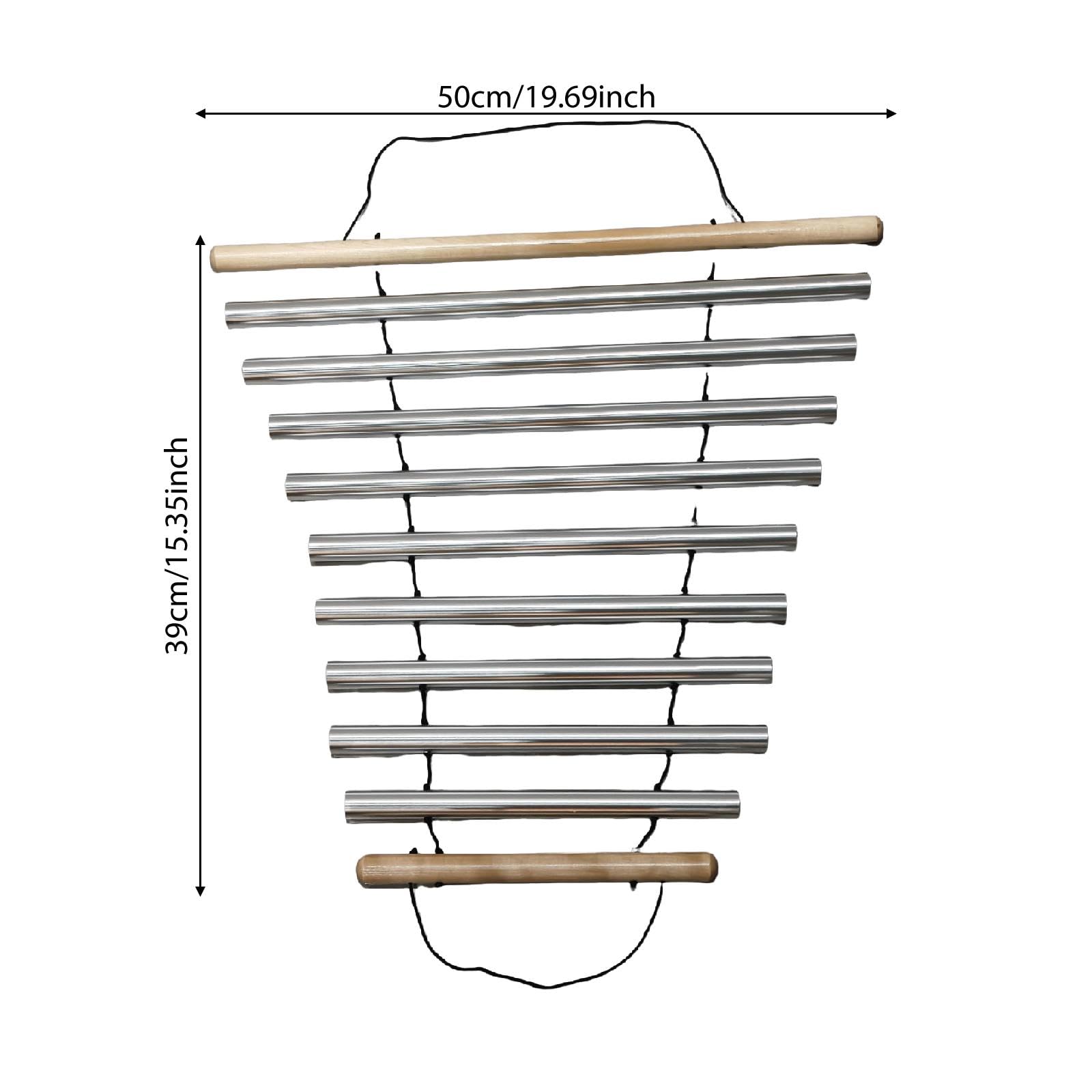 Campana de viento para meditación, instrumento de percusión portátil de 9 tonos para gestión del aula, oficina y para Regalo ideal, Plata