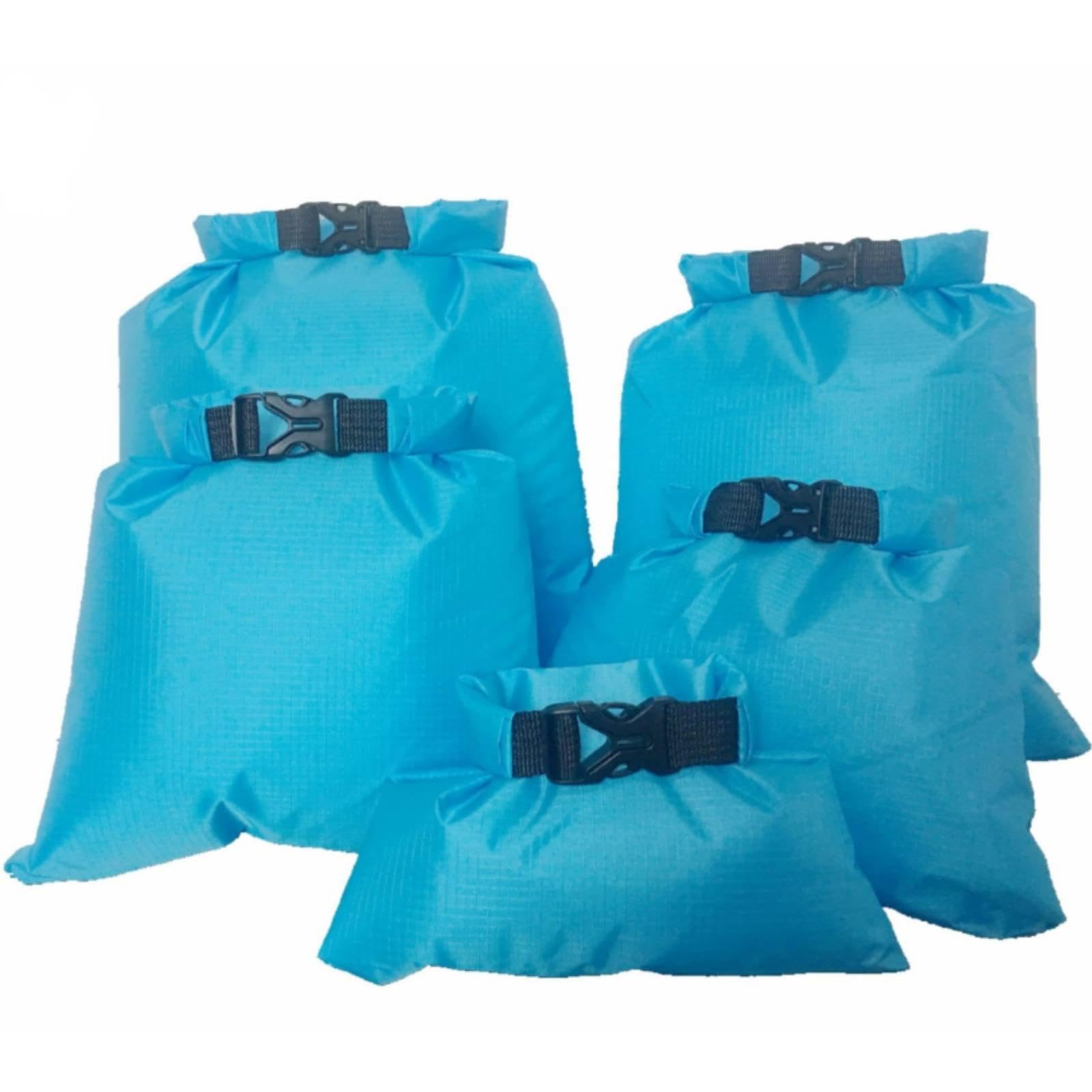 5 Pieces Waterproof Dry Bag Lightweight Fold-Over Roll-Top Sack PU Coated Waterproof Storage Pouch for Travel, Camping, Hiking Sky Blue-image-28