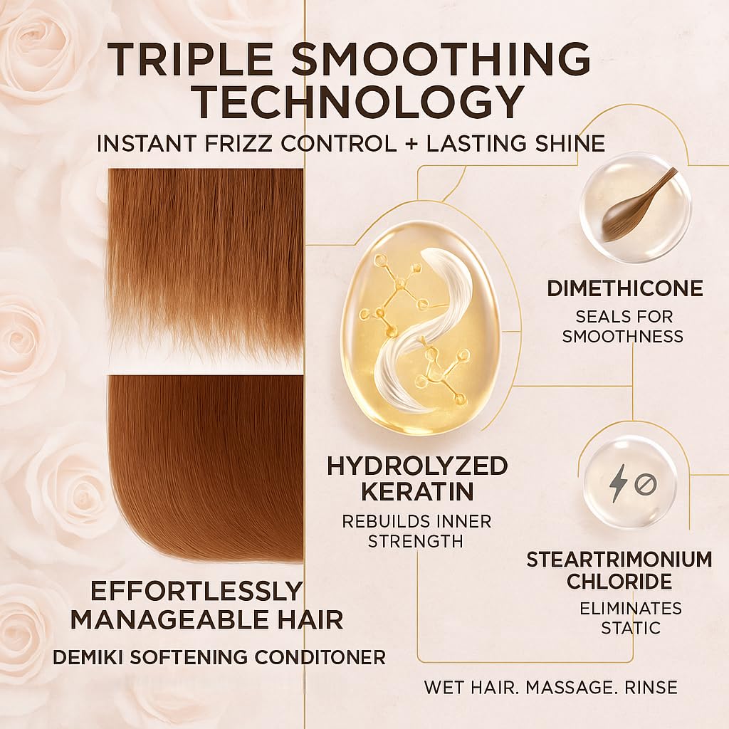 DEMIKI Japanese Conditioner Hair Care, Keratin Hair Treatment Hair Conditioner for Women, Frizz Ease, Color Safe, Deep Conditioner for Dry Damaged Hair, Sulfate-Free Anti-Dandruff 450ml 16oz - Image 3